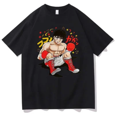 2023 Boxing Cotton T Shirt Men Hajime No Ippo Makunouchi Vintage Anime Printed Short Sleeve Shirt - Hajime no Ippo Merch