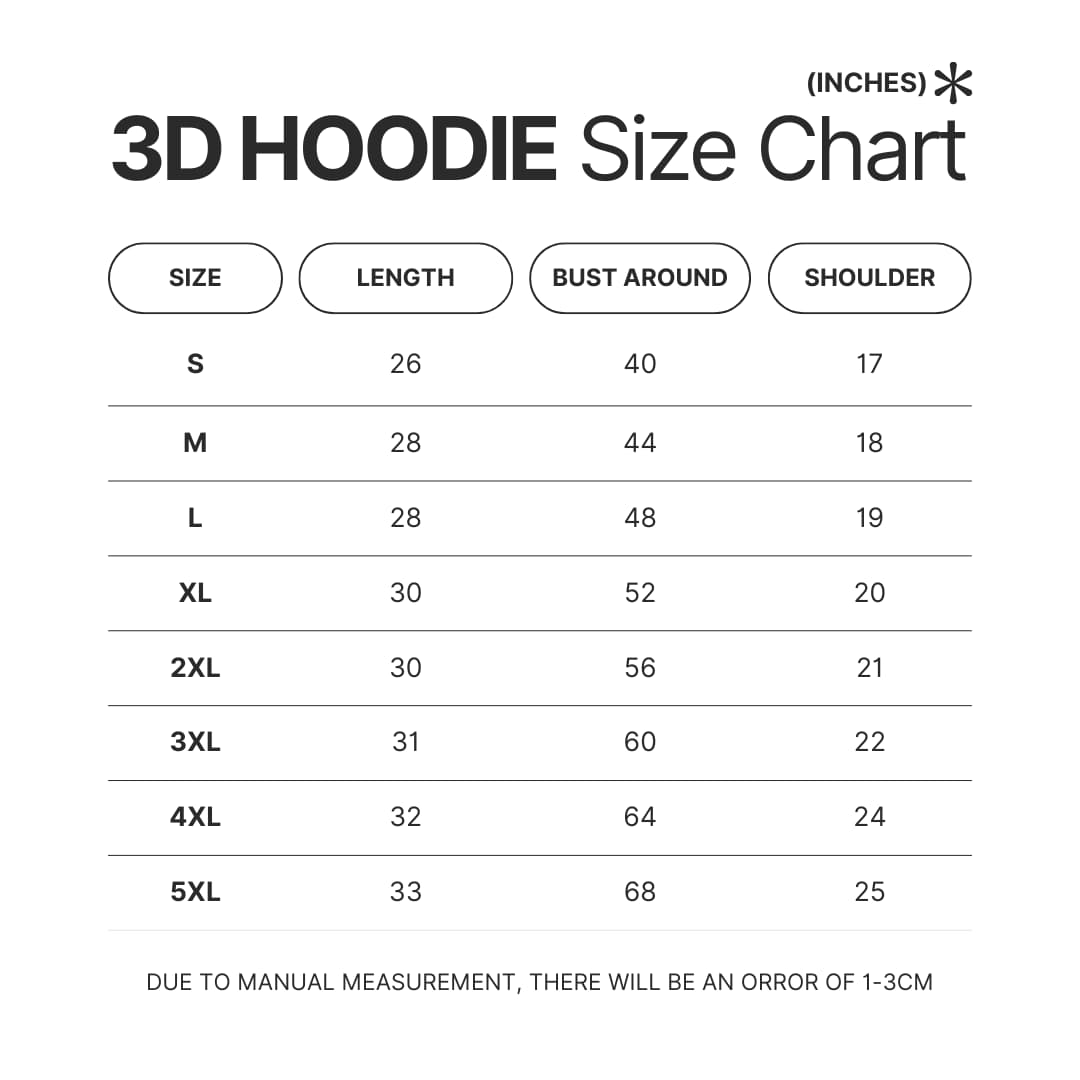 3D Hoodie Size Chart - Hajime no Ippo Merch