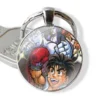 Cartoon Fashion Design Creative Pendant Car Key Chains Handmade Glass Cabochon Keychain anime Hajime no Ippo - Hajime no Ippo Merch