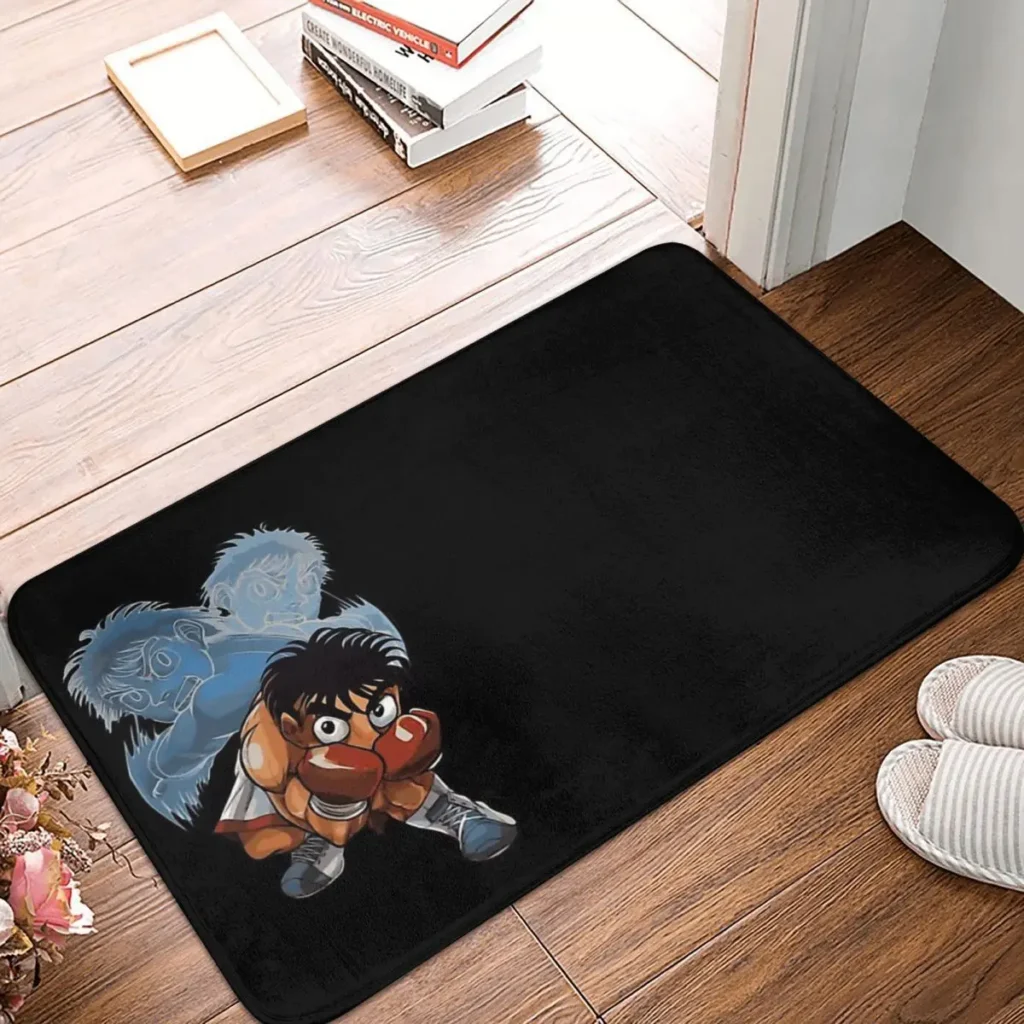 Hajime no Ippo Bathroom Mat Makunouchi Black Doormat Flannel Carpet Outdoor Rug Home Decoration - Hajime no Ippo Merch