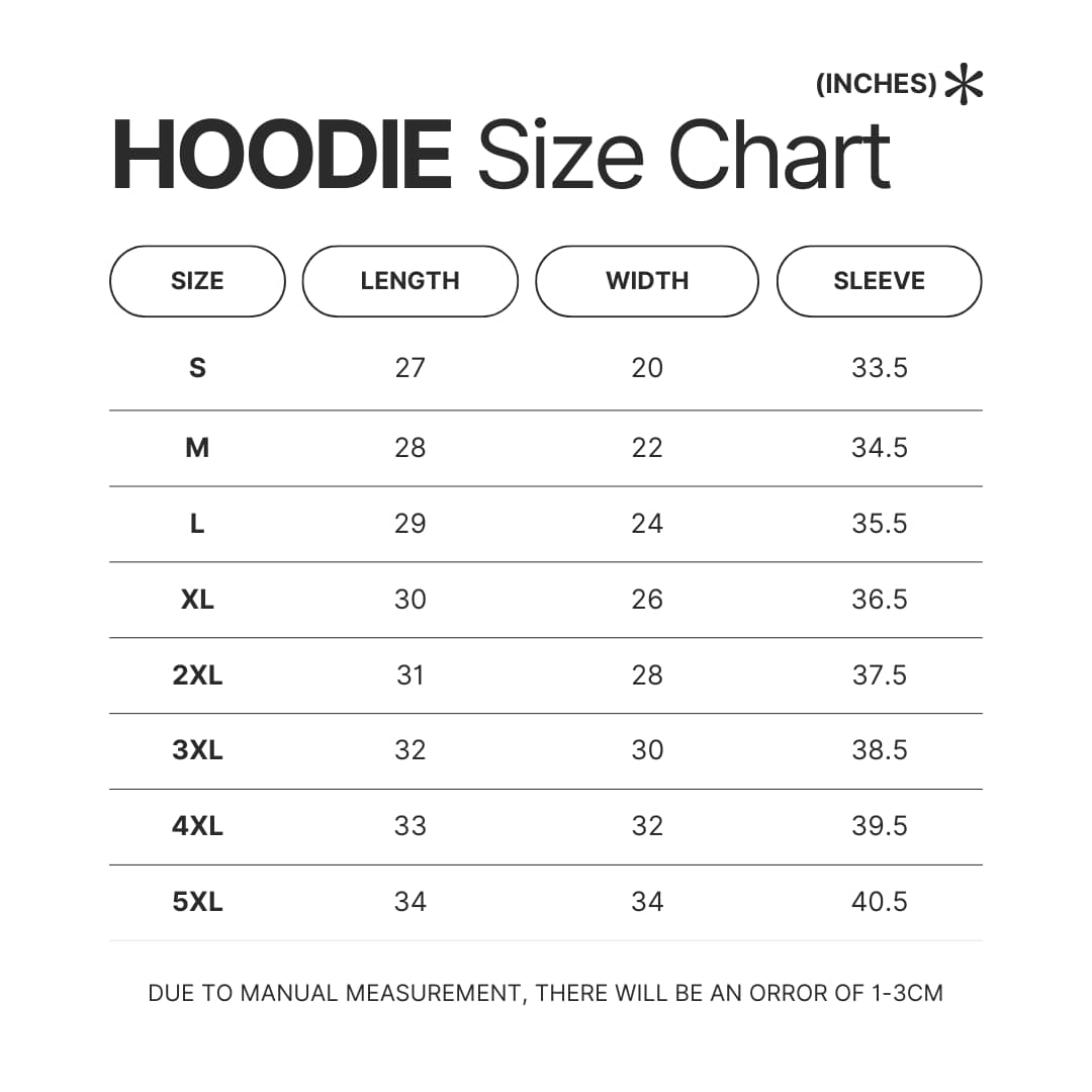 Hoodie Size Chart - Hajime no Ippo Merch