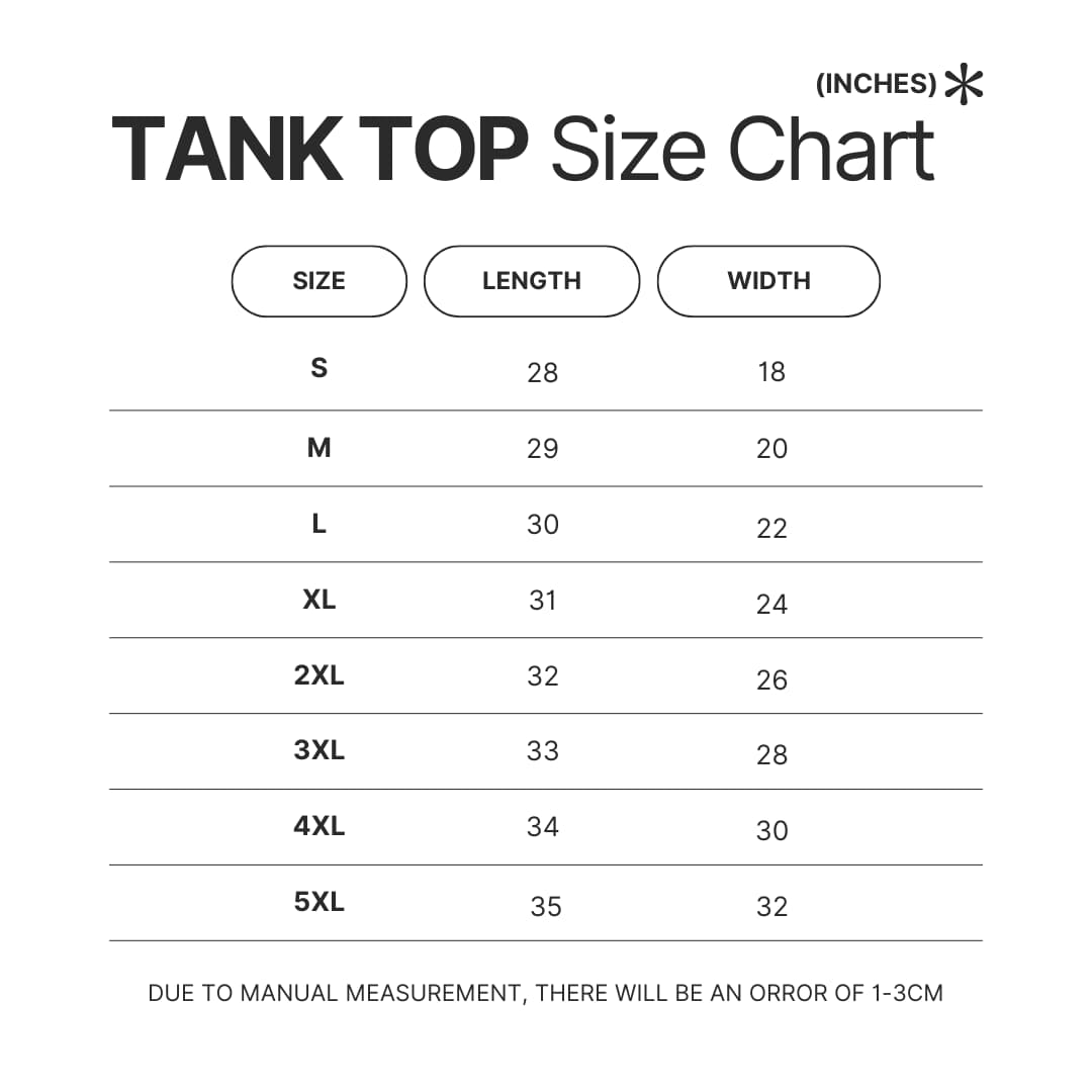 Tank Top Size Chart - Hajime no Ippo Merch