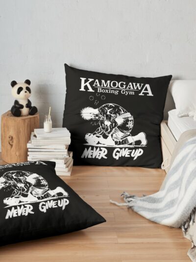 Hajime No Ippo - Ippo Makunouchi Never Give Up. Throw Pillow Official Hajime no Ippo Merch