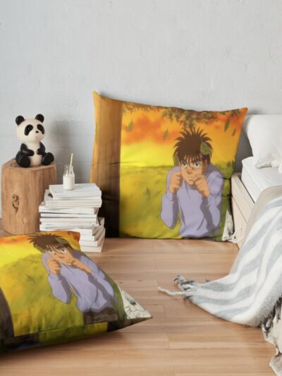 Hajime No Ippo Sunset Training Throw Pillow Official Hajime no Ippo Merch