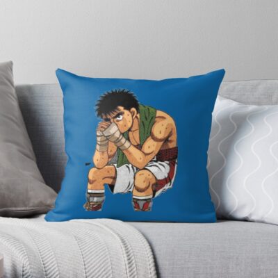 Hajime No Ippo  Serious Ippo Throw Pillow Official Hajime no Ippo Merch