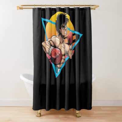 Retro Kamogawa Boxing Gym Art Character Shower Curtain Official Hajime no Ippo Merch